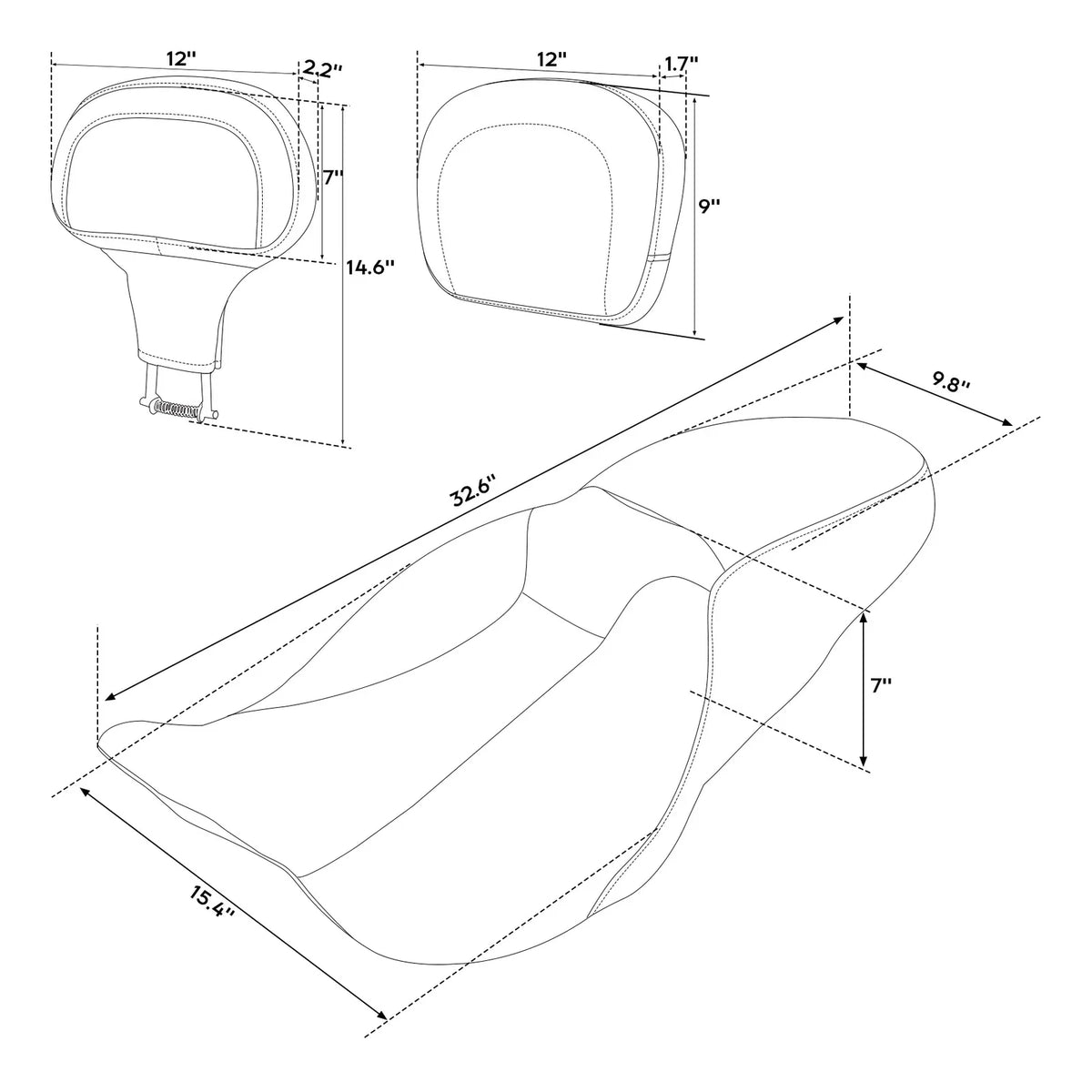 Set of 1 Driver Passenger Seat & Backrest for Harley Road Glide (2009–2023)