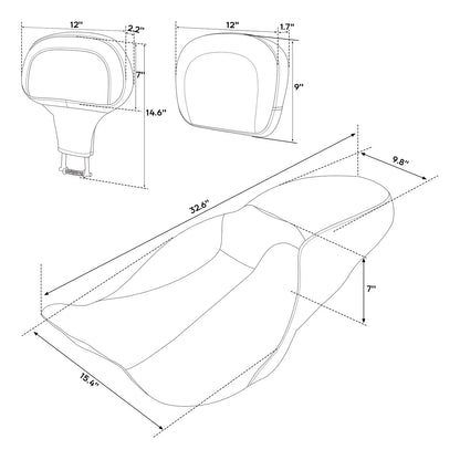 Set of 1 Driver Passenger Seat & Backrest for Harley Road Glide (2009–2023)