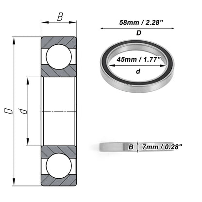 Deep Groove Ball Bearing 45x58x7mm for Scooter Skateboard (1 Pc)