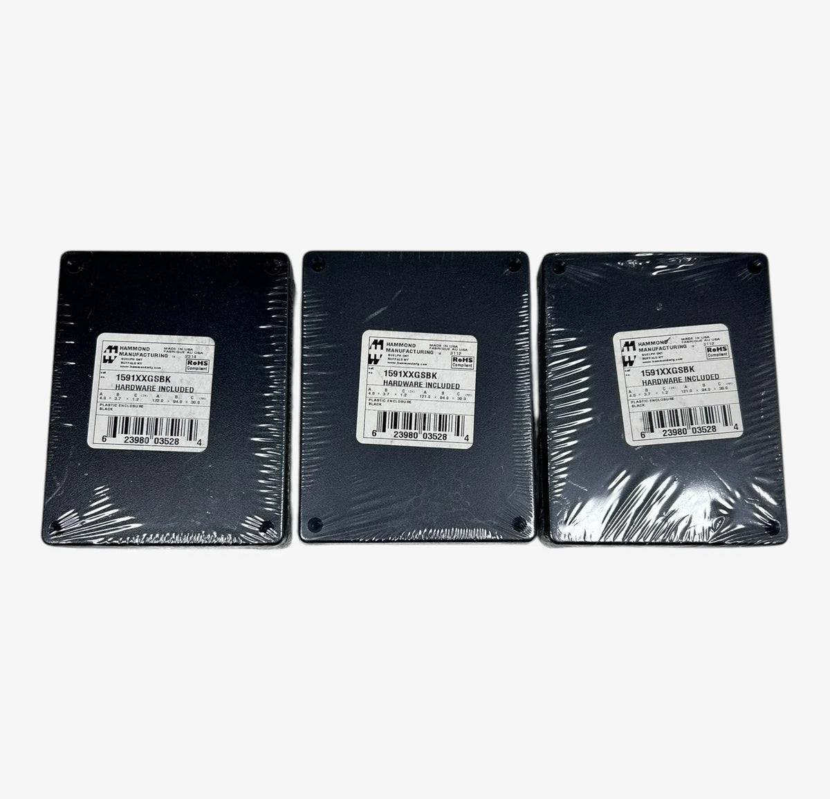 Set of 3 Plastic Enclosures for Hammond Manufacturing 1591XXGSBK (N/A)