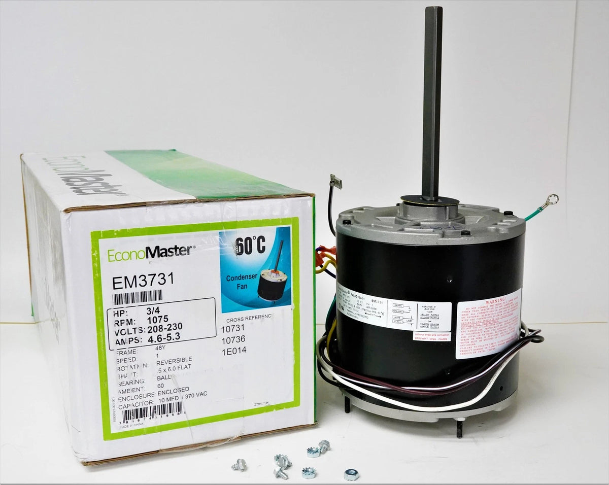 Air Conditioner Condenser Fan Motor 3/4 HP 230V 1075 RPM for