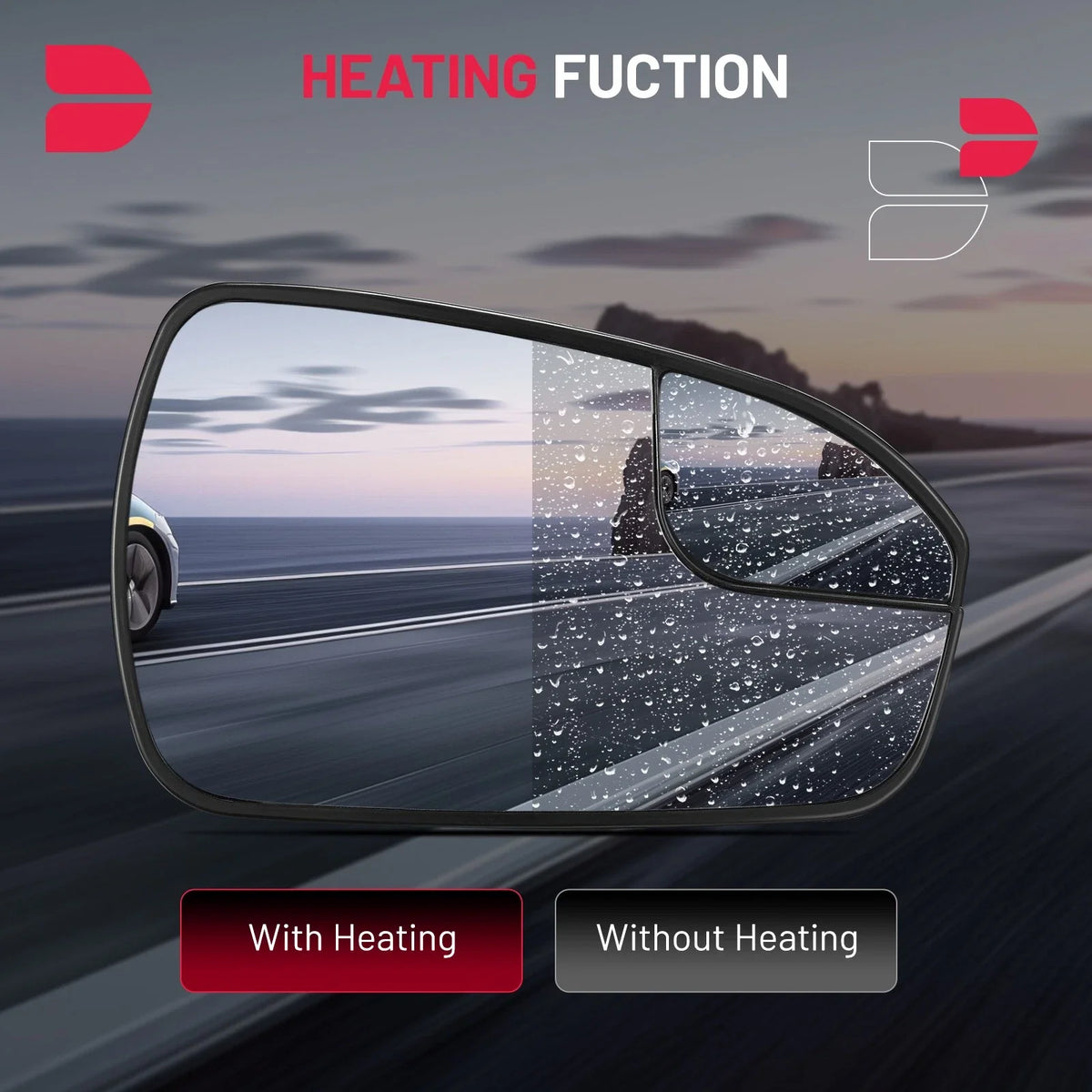 Right Passenger Heated Mirror Glass for 2013–2020 Ford Fusion (DS7Z-17K707-B)