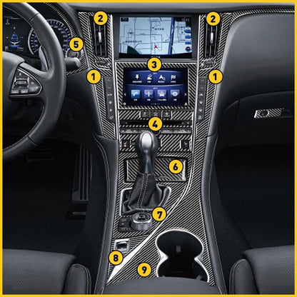 11X Carbon Fiber Decals for Infiniti Q50 Q60 (2014–2019) Inside Trim V