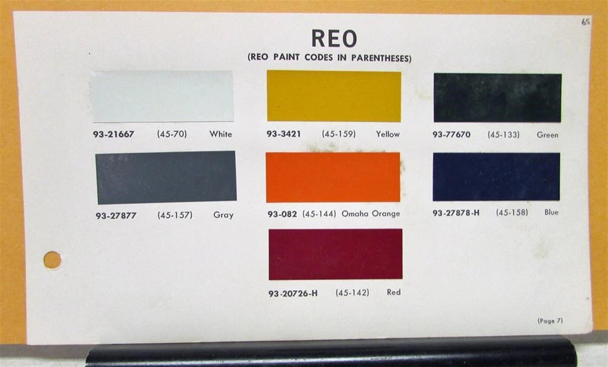 Paint Chips for 1965 REO Truck