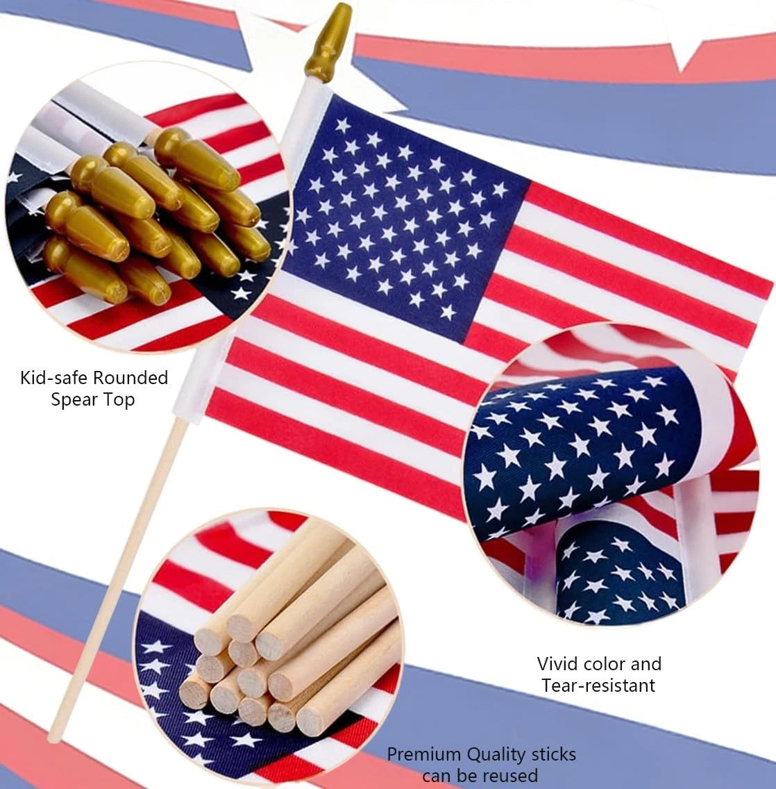 12 Pack Mini American Flags 4x6 Inch Handheld