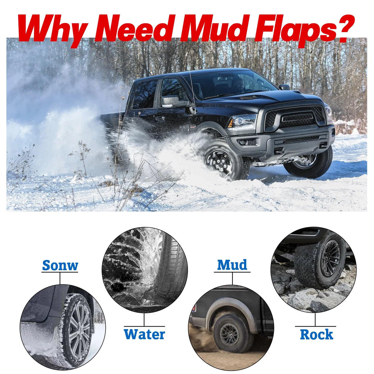Splash Guards Mud Flaps for Ram 1500 2500 3500 (2009–2018)