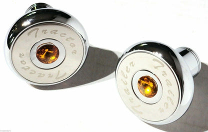 Set of 2 Air Brake Knobs for Tractor Trailer (UP21510-23516) Chrome Amber