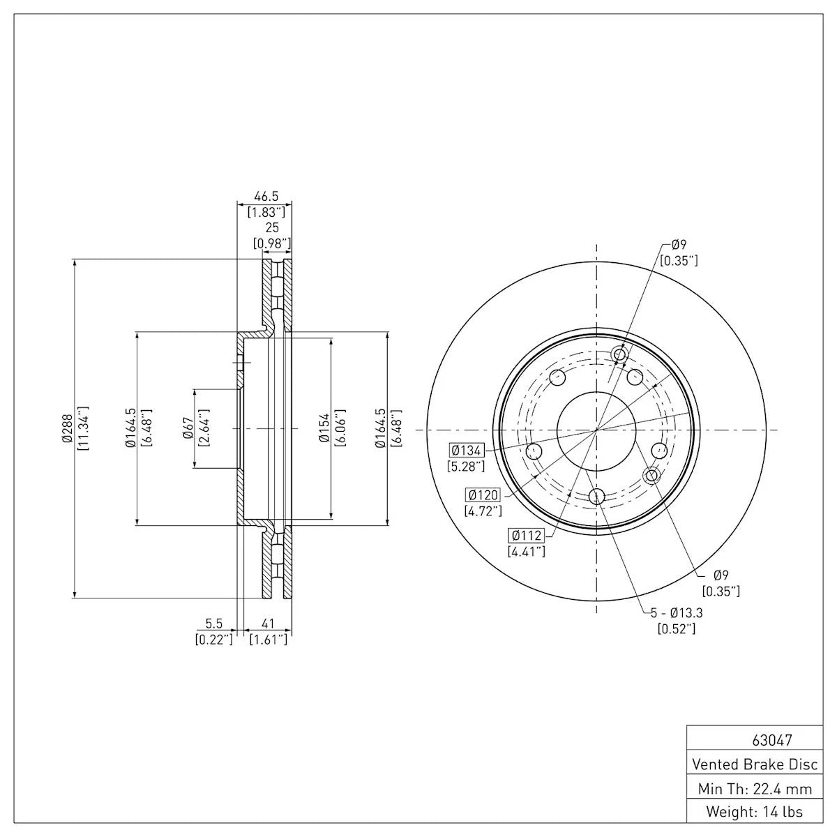 Brake Disc for MB Mercedes (2002–2005) ERE-63047, 2034210312, 2104210712