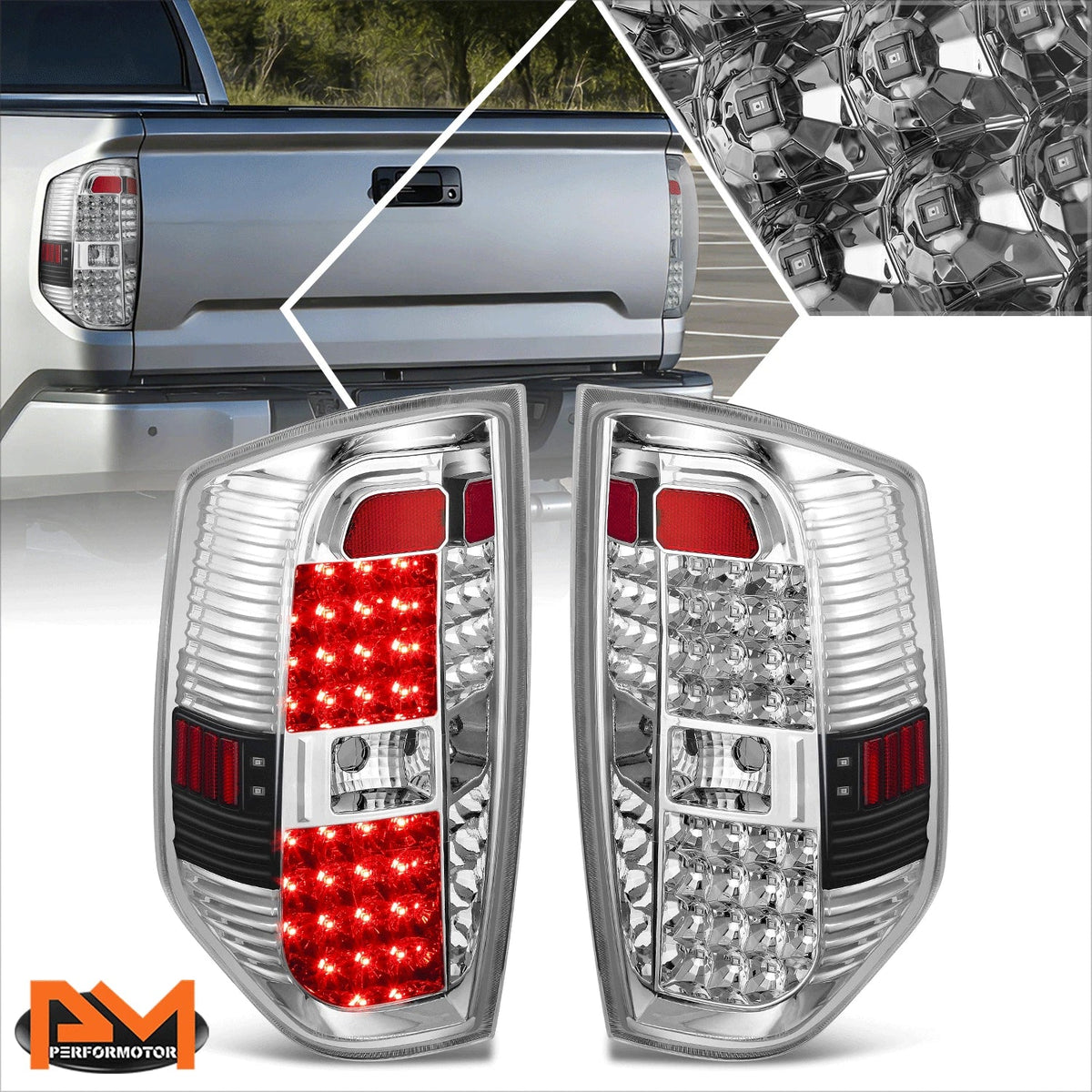 Pair Full LED Tail Lights for Tundra (2014–2021) - Chrome Housing