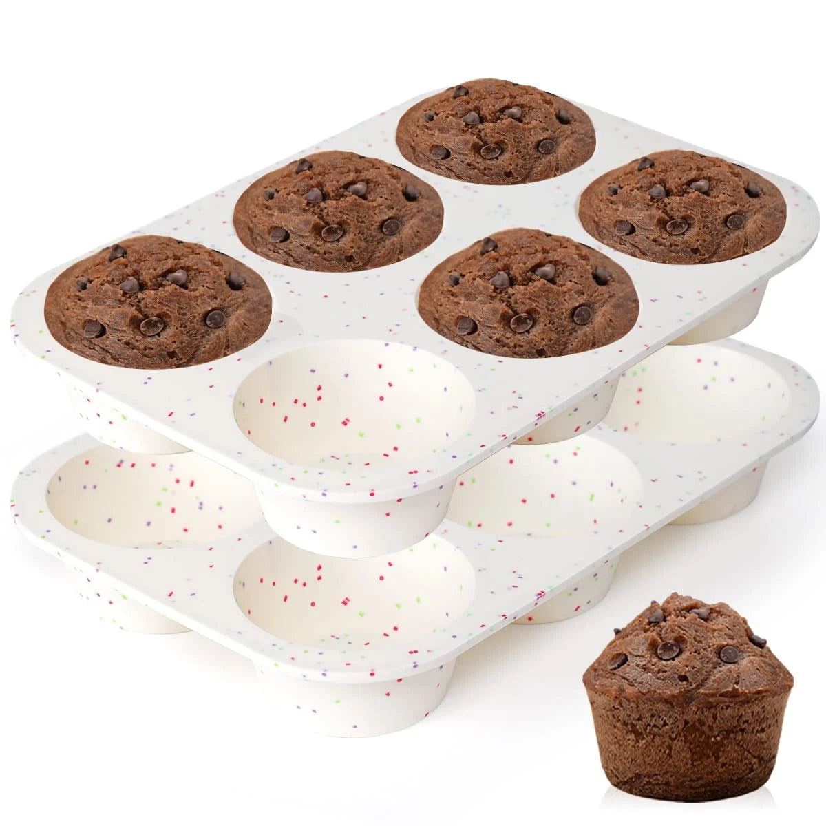 Set of 2 Jumbo Muffin Pans for Baking (3.5 Inch, 6-Cup)