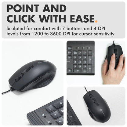 Wired Keyboard and Mouse Combo with Large Print Backlit Keys