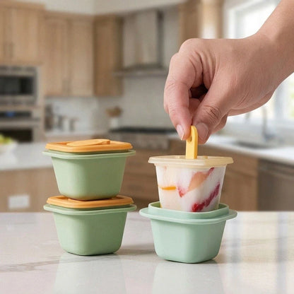 Set of 3 Cup Ice Molds with Handles for Flavor-Safe Food Prep