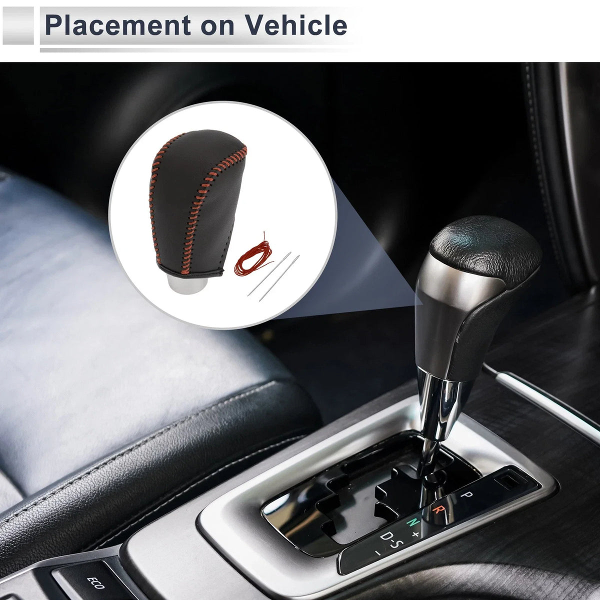 Gear Shift Knob Cover for Toyota Corolla (2009–2013) Black Brown Faux Leather