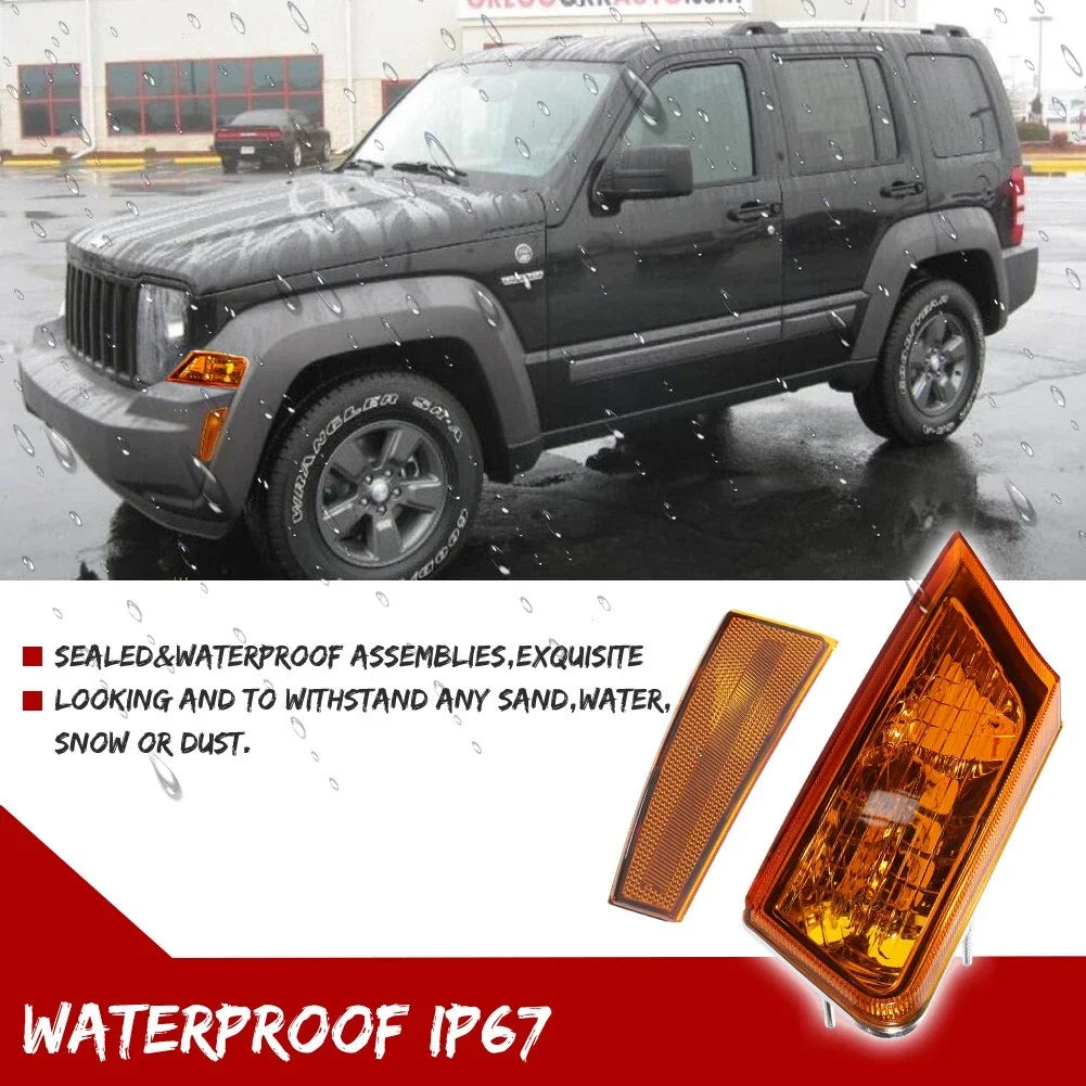 Set of 4 Amber Lens Fender Signal & Side Marker Lights for Jeep Liberty (2008–2012)
