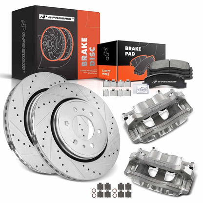 Set of 8 Front Drilled Brake Rotors, Pads & Calipers for Ford F-150 (2012–2016)
