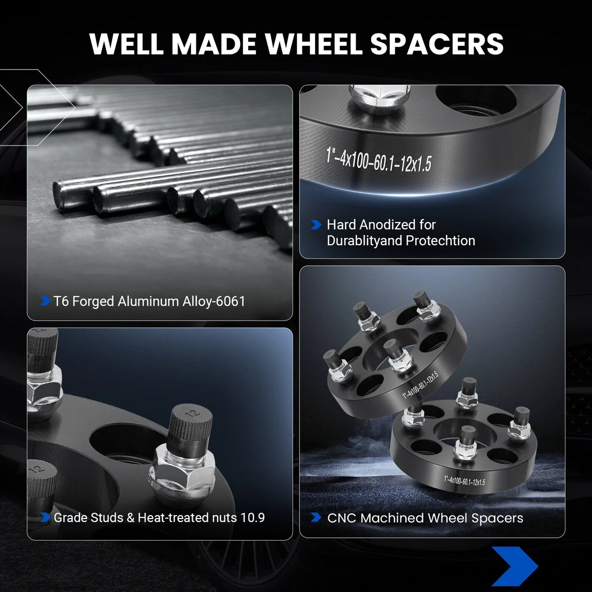 Set of 4 Wheel Spacers 1" for Toyota Prius (2001–2023)