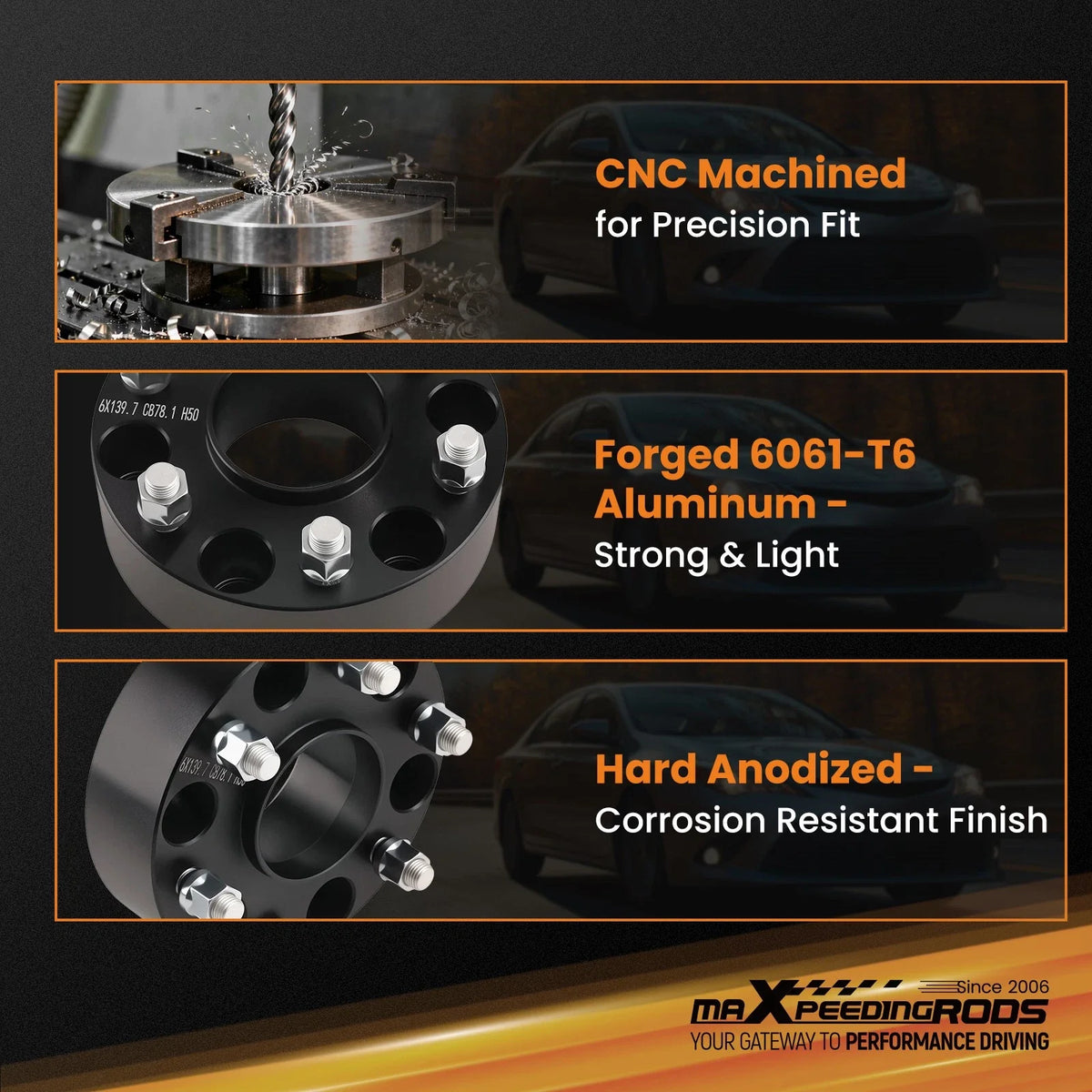 4pc 2 Inch Hub Centric Wheel Spacers for Savana Express 6x5.5 (2003–2014)