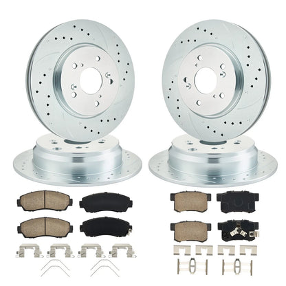 Set of 4 Slotted Rotors & Ceramic Brake Pads for Honda CR-V 2.4L (2012–2016)