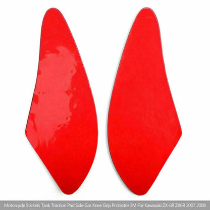 Red Traction Tank Side Pad Gas Knee Grips for Kawasaki ZX6R (2007–2008) T9