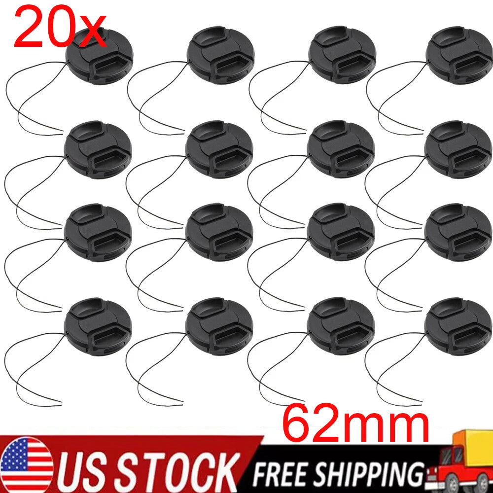 20-Pack 62mm Front Lens Cap for Canon Nikon (No Specific Years)
