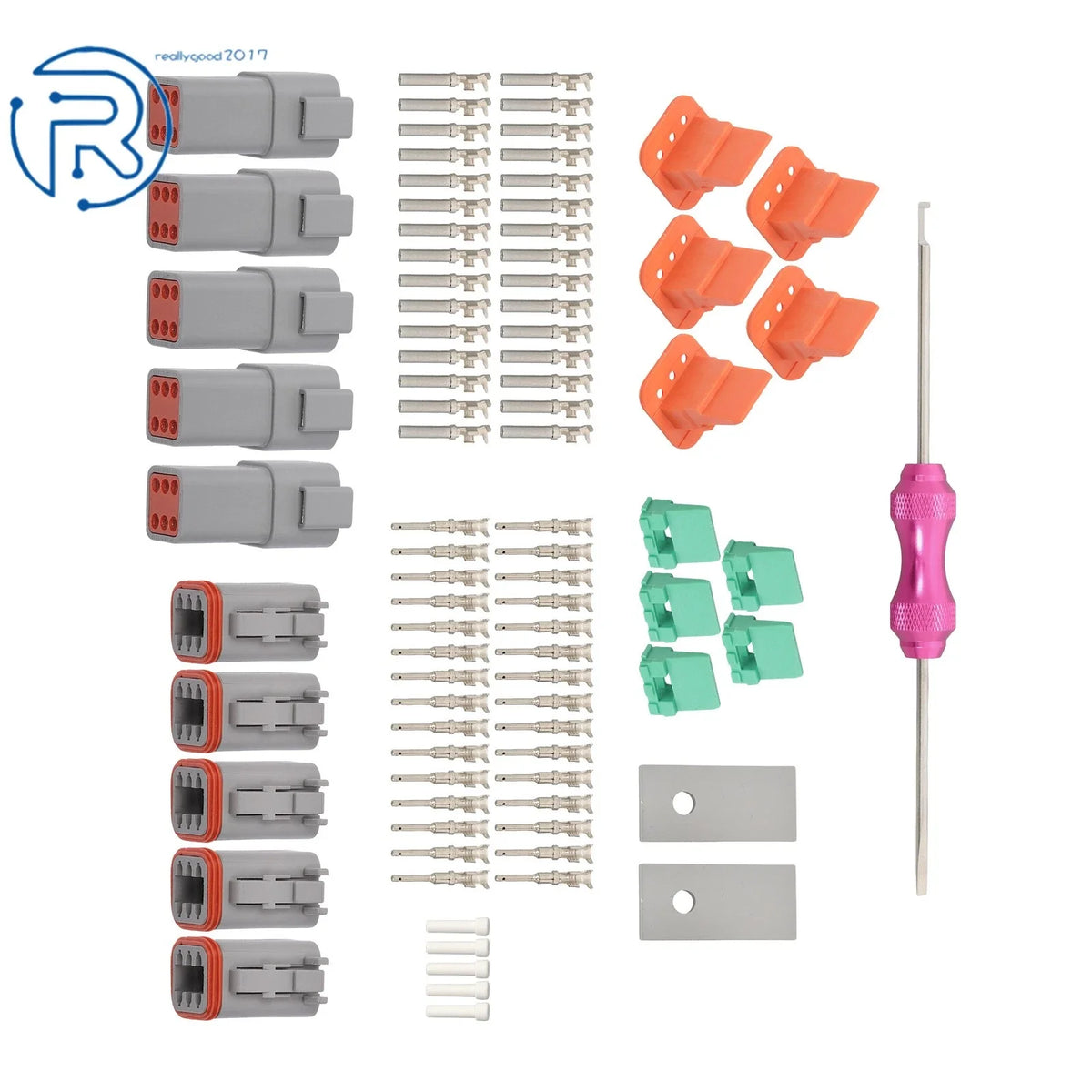 5 Pairs DT 6-Pin Waterproof Connectors with Size 16 Stamped Contacts 14-18AWG