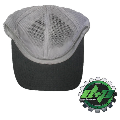 Ford Powerstroke Trucker Hat Gray Denim White Mesh Flex Fit (SM/MD)
