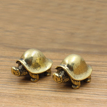 Solid Brass Feng Shui Turtle Figurine Tortoise Statue Tea Pet Ornament
