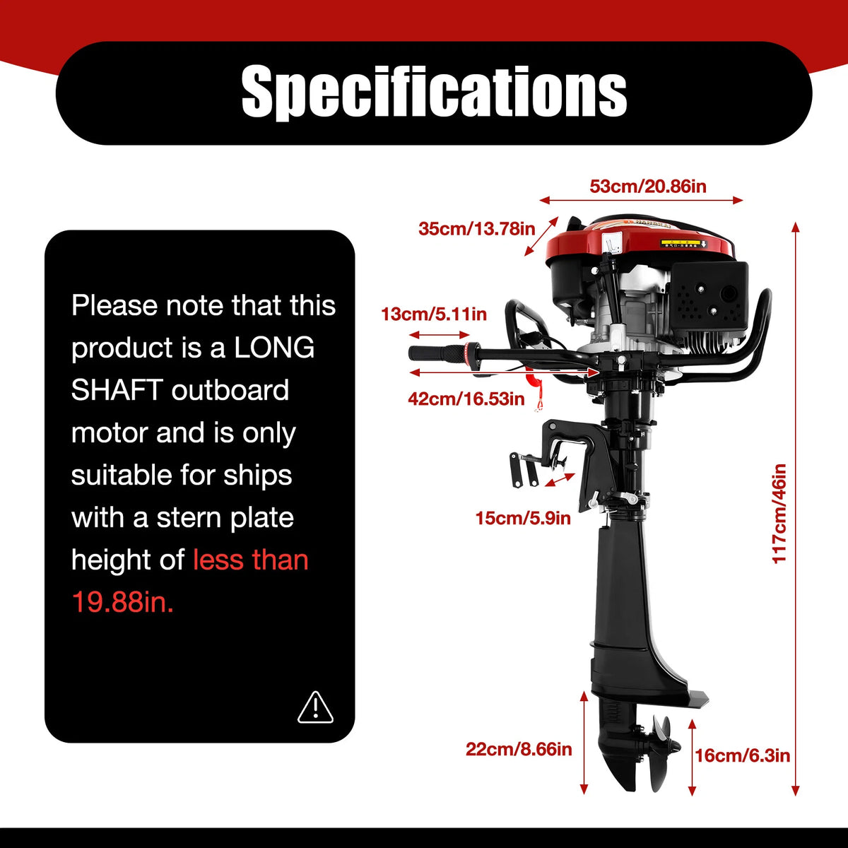 7HP Outboard Engine for Fishing Boat (196CC, Air Cooling) - OUTBOARDENGINE54880US