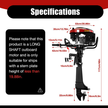 7HP Outboard Engine for Fishing Boat (196CC, Air Cooling) - OUTBOARDENGINE54880US