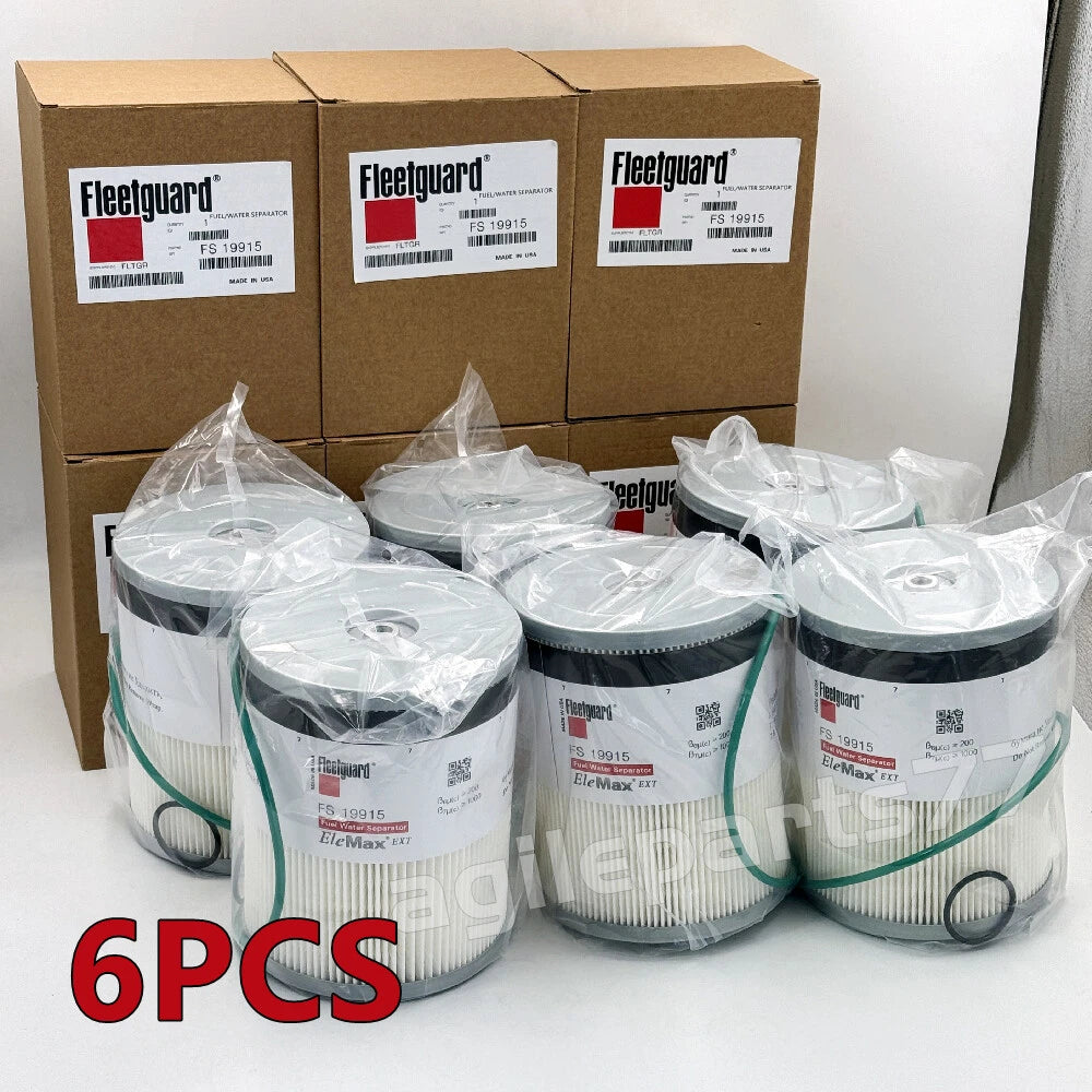 Set of 6 Fuel Filters for Cummins FS19915, L9915F (with Water Separator)