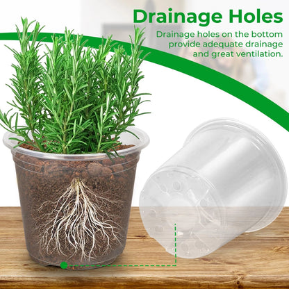 50 Pack Clear Nursery Pots for Various Plants (3/4/5/6/7 Inch)
