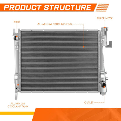 Full Aluminum 3-Row Cooling Radiator for Dodge Ram 1500 2500 3500 (2004–2009)