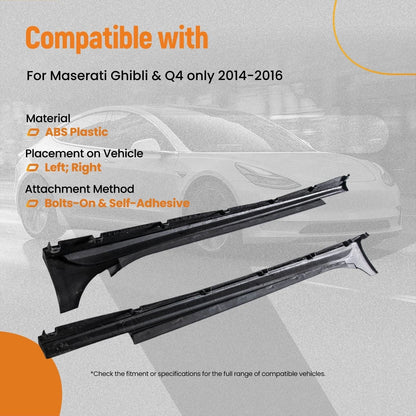 2X Side Skirt Extensions for Maserati Ghibli & Q4 (2014–2016) Black