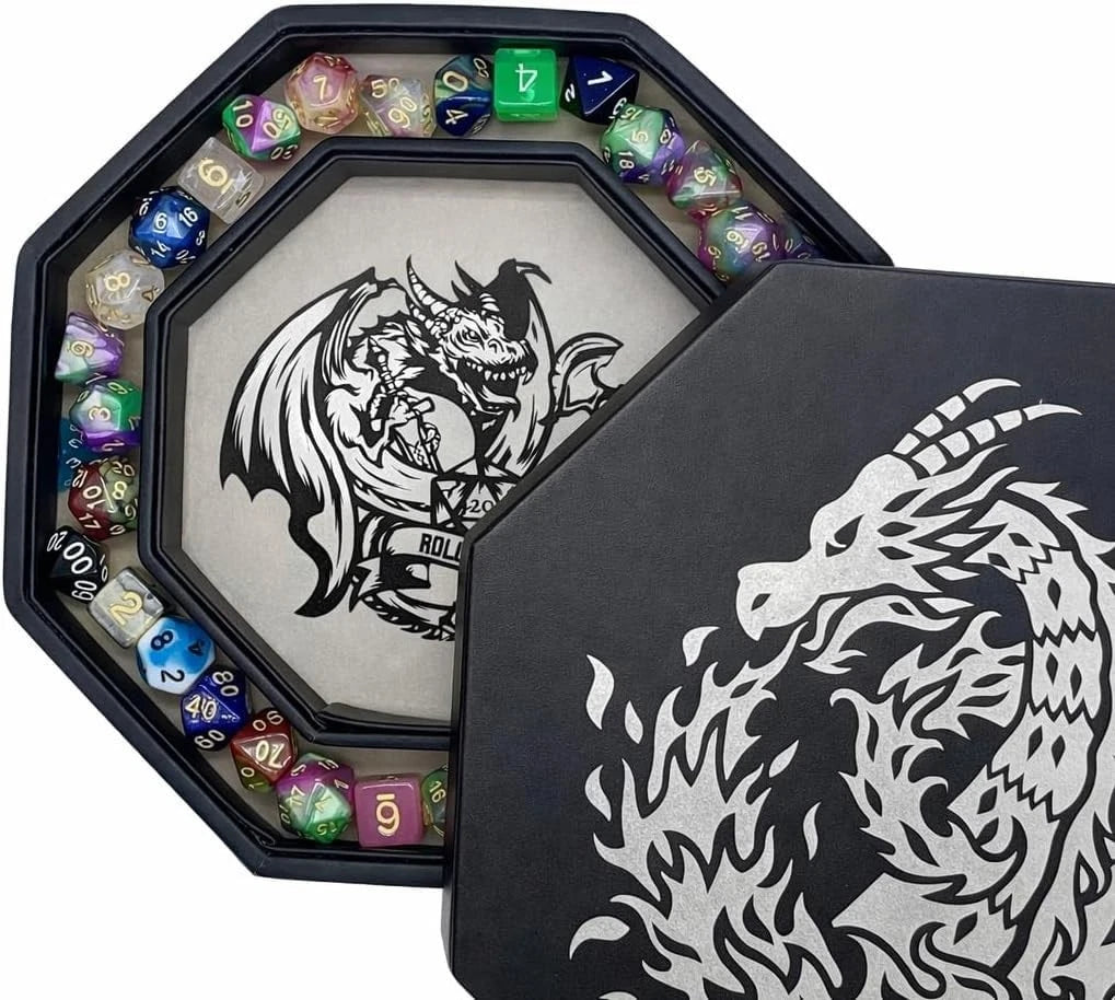 9 Inch Octagon Dice Tray with Lid for DND and RPG