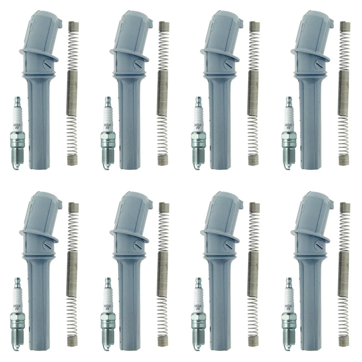 Set of 8 NGK V-Power Spark Plugs & Coil Boot Kit for E-Series F-Series (1997–2009)