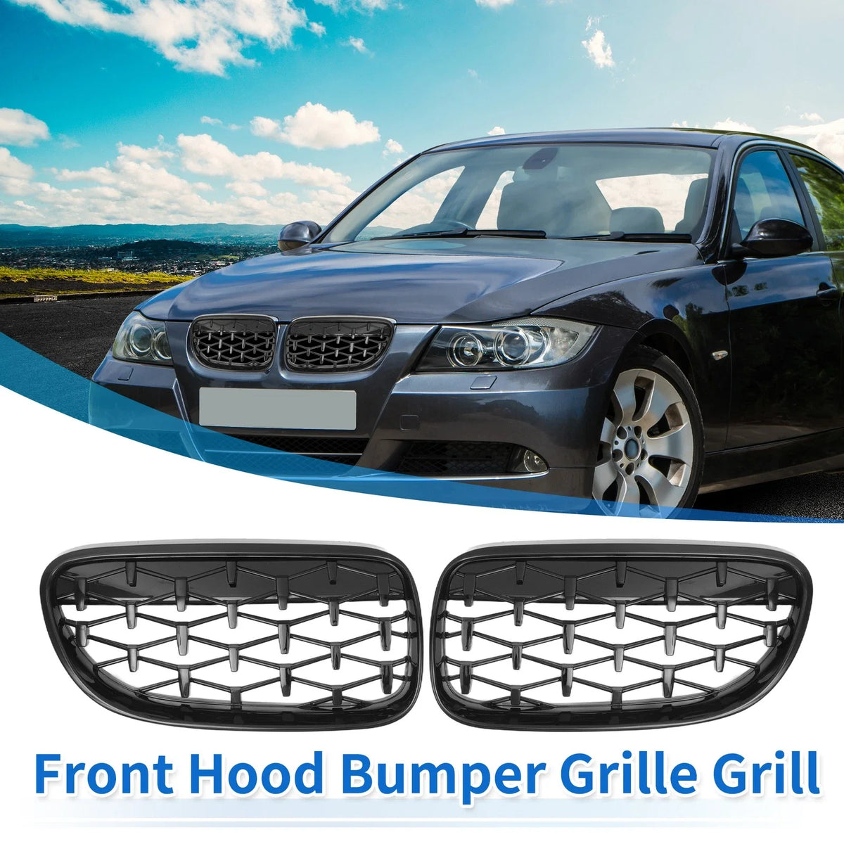 Grille for BMW 328i 335is 335i xDrive Black 1 Pair