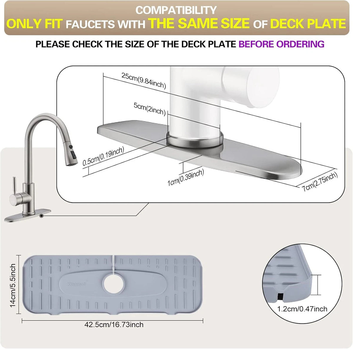 Silicone Faucet Mat for Kitchen Faucet (No Part Numbers Supplied)