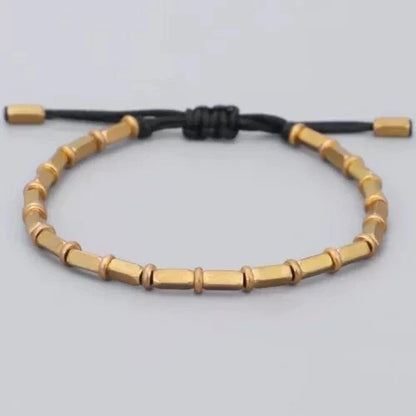 Black Tibetan Buddhist Long Copper Beads Healing Rope Bracelet Bangle