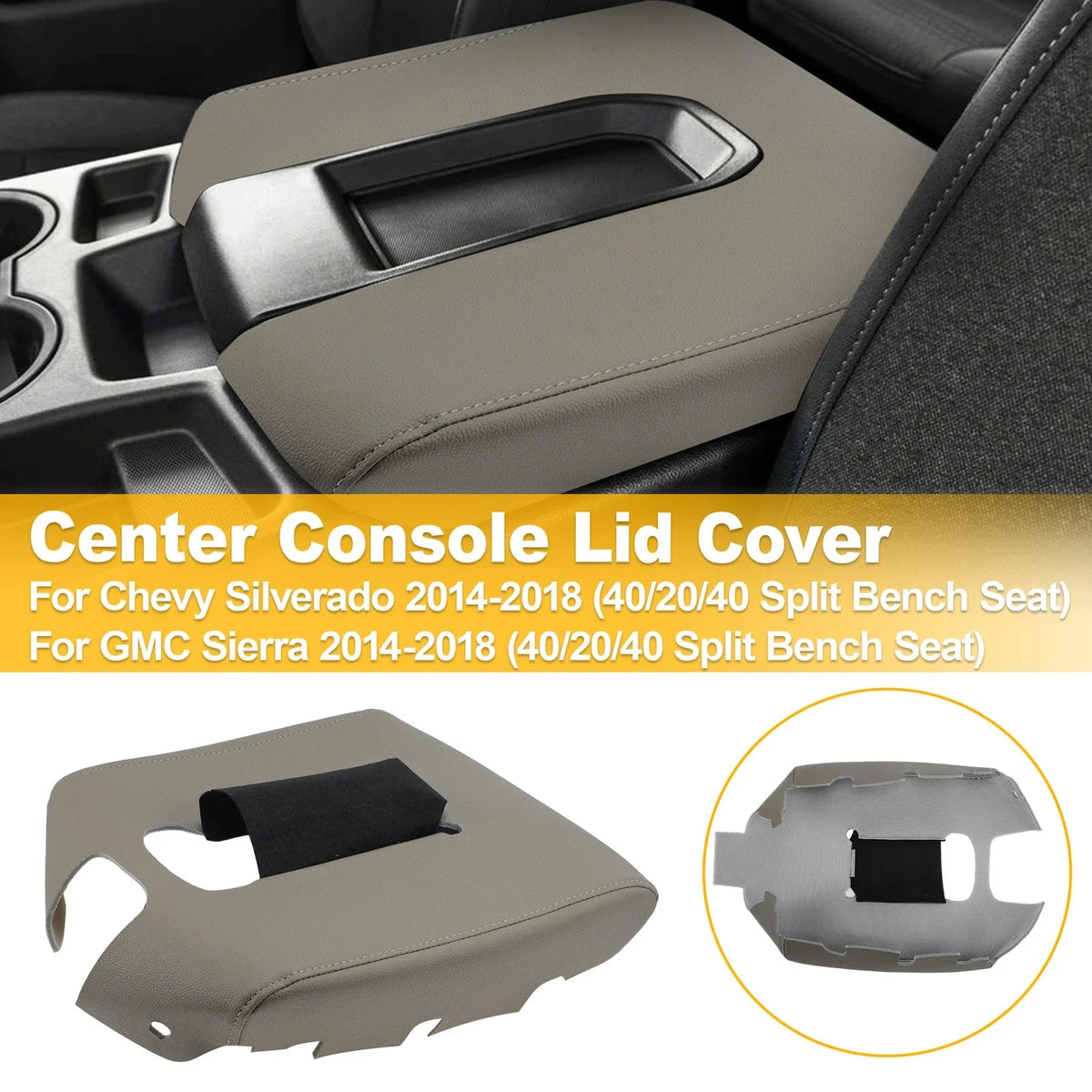 Center Console Armrest Cover for Chevy Silverado/Sierra (2014–2018) Dune Tan