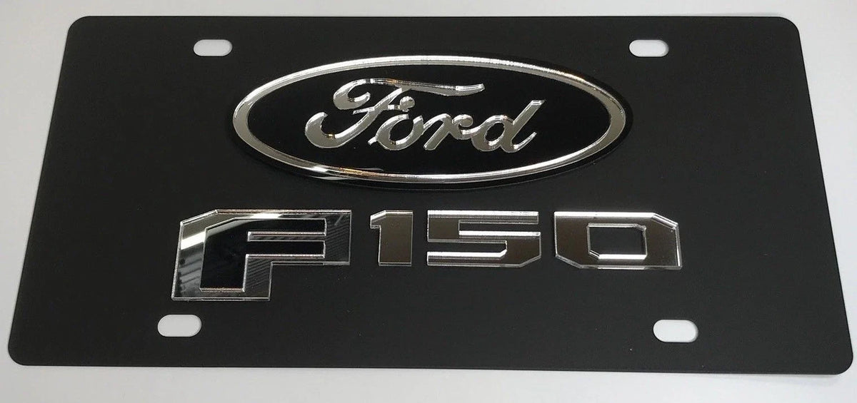 Matte Black Vanity License Plate with Emblem for Ford F150 (2004–2020)
