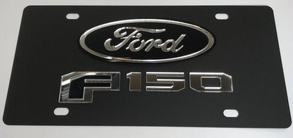 Matte Black Vanity License Plate with Emblem for Ford F150 (2004–2020)
