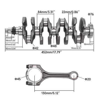 Crankshaft Assembly + Connecting Rod + Bearings Kit for Hyundai Kia 1.6L Turbo
