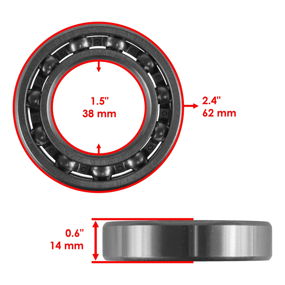 K7591-18870 Front Wheel Knuckle Axle Outer Ball Bearings for Kubota (38x62x14)