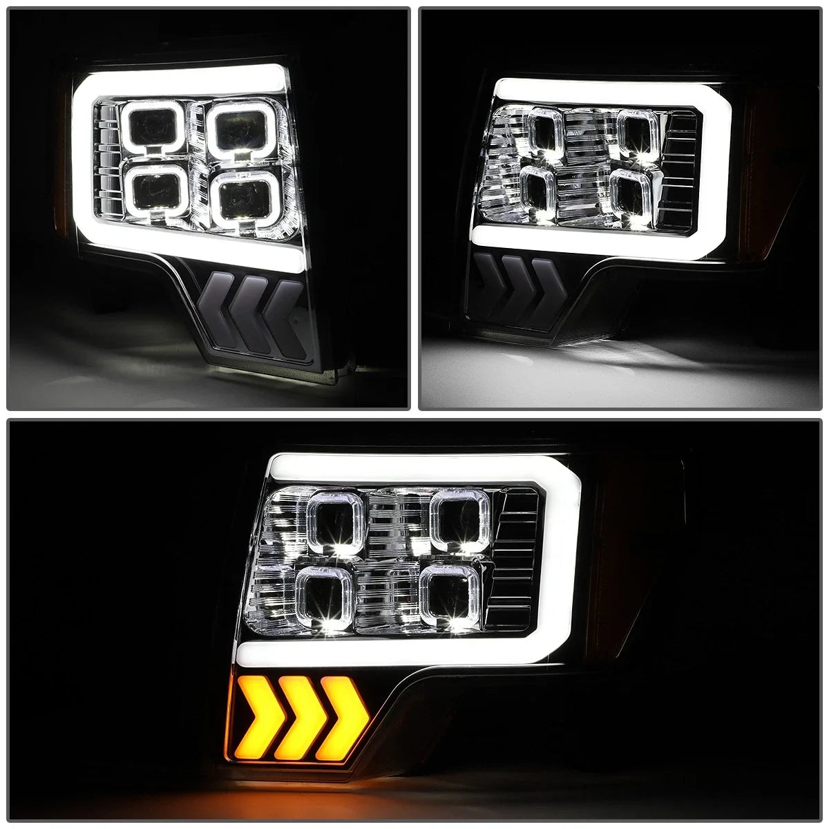 LED DRL Halo Projector Headlights for Ford F-150 (2009–2014)