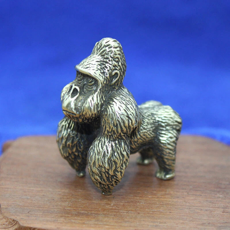 2Pcs Solid Brass Gorilla Figurine Statues for Home Ornaments