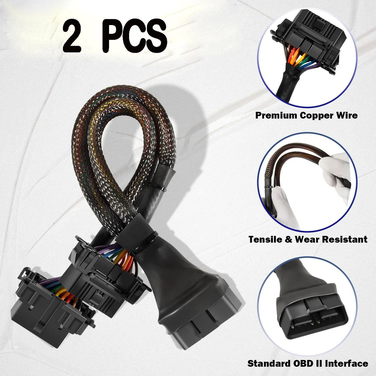 2X OBD2 16Pin Splitter Extension Cable for B6 OBD2