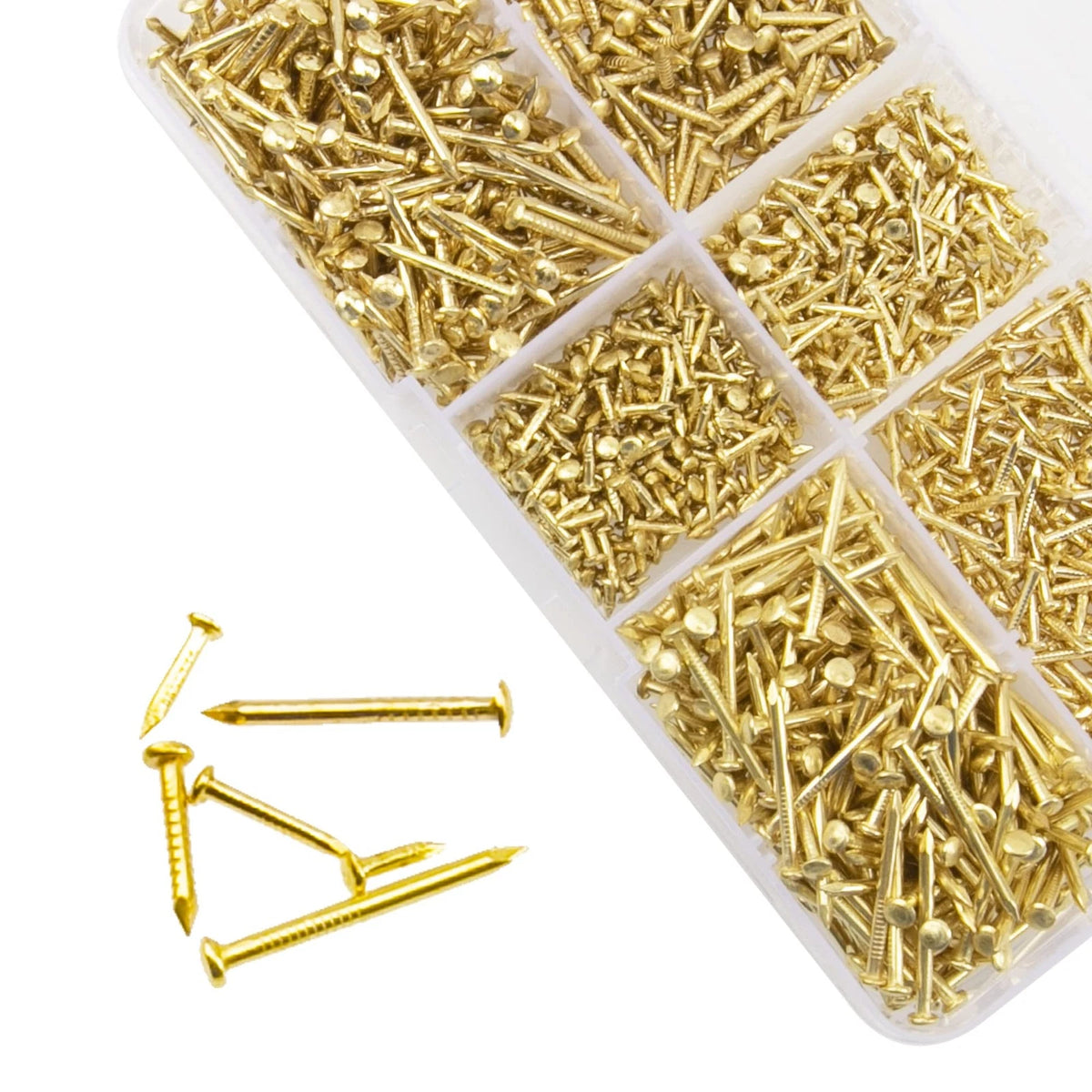 1200 Pcs Small Tiny Nails Carbon Steel Brass Plated for Wooden DIY
