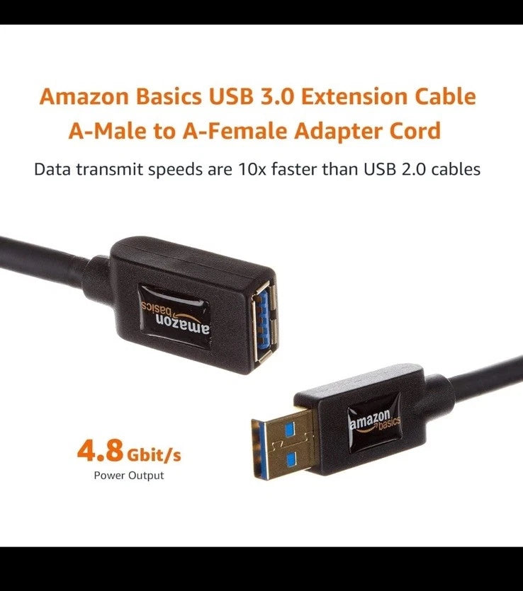 2X USB 3.0 Extension Cable A-Male to A-Female 6ft for Various Devices