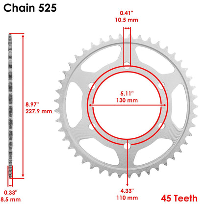 Green O-Ring Drive Chain & Sprockets Kit for Yamaha R6 YZF-R6 (2006–2016) EG3516FS190XO