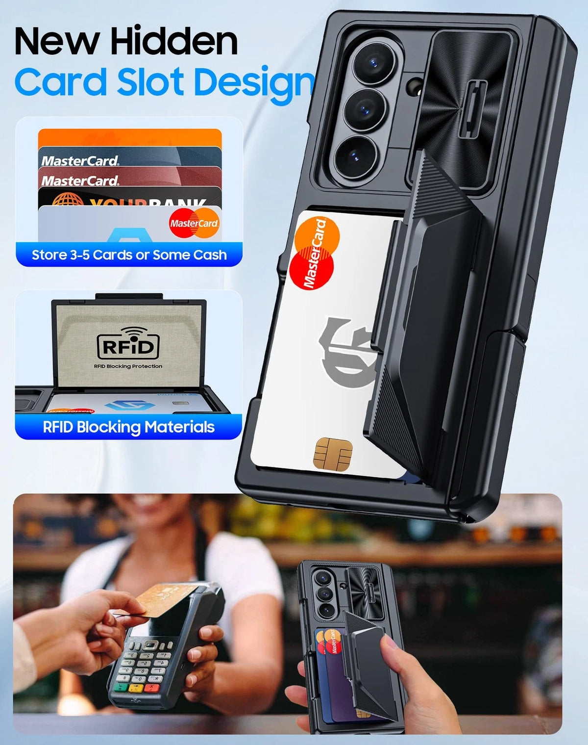Samsung Galaxy Z Fold 7 Case with Card Holder and Kickstand (2023)